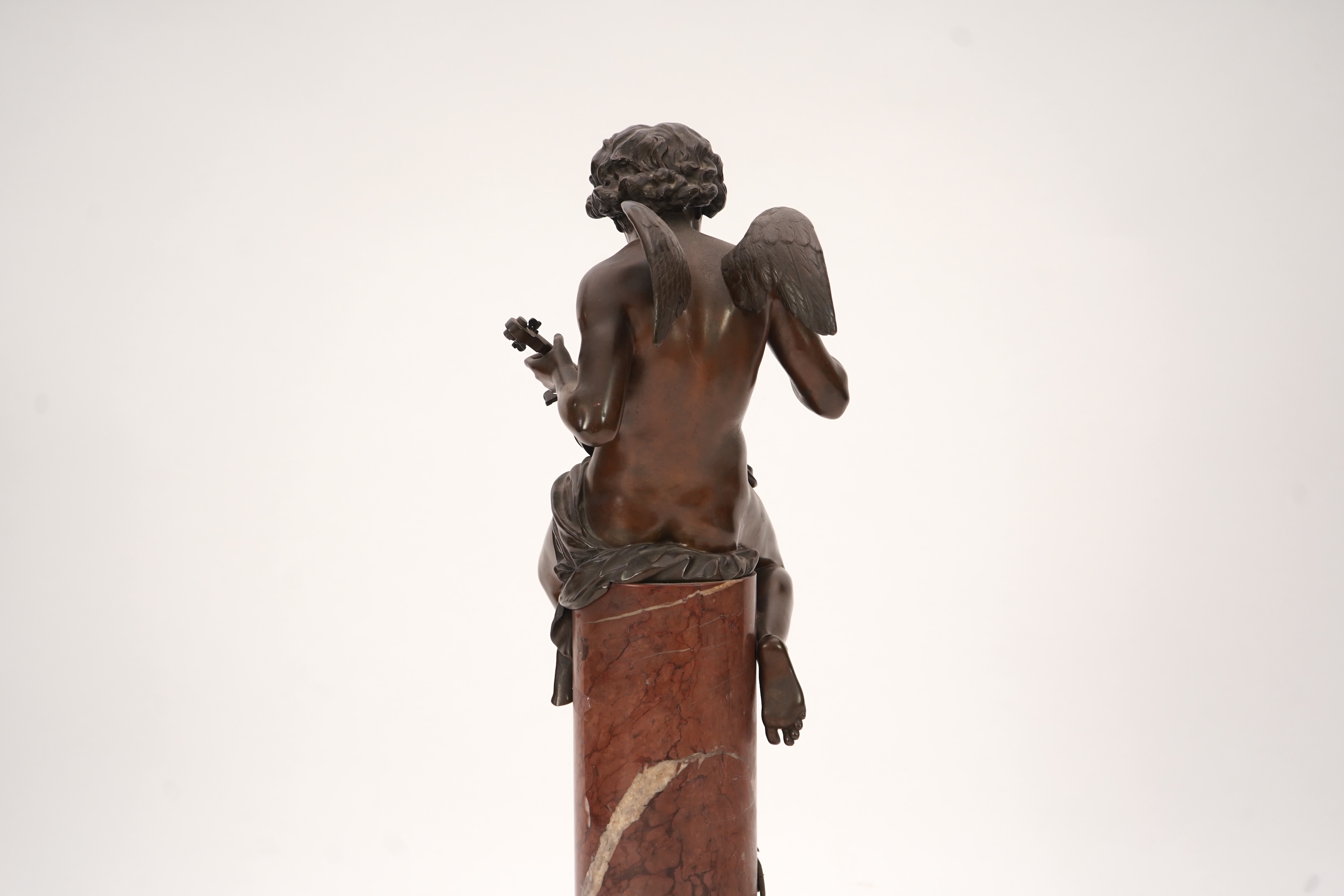Jean Bulio (French, 1827-1911), a 19th century French bronze 'Enfant Charmeur' 27cm wide, 89cm high